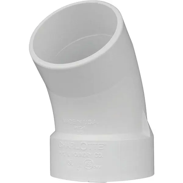 Charlotte Luminous Pipe 4 Inch Schedule 40 45 Degrees DWV PVC Street Socket Weld Elbow (1/8 Bend), PVC 00323 1400HA Charlo...