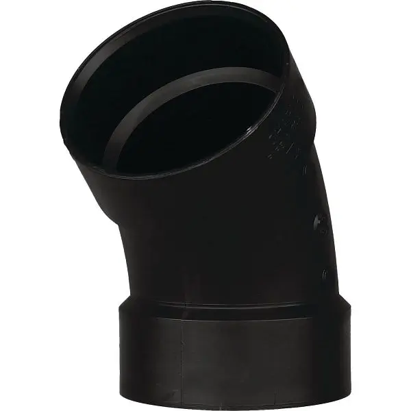 Charlotte Modern Pipe 3 Inch Hub x Hub 45 Degrees ABS Long Radius Elbow (1/8 Bend), ABS 00321 1000HA Charlotte Pipe