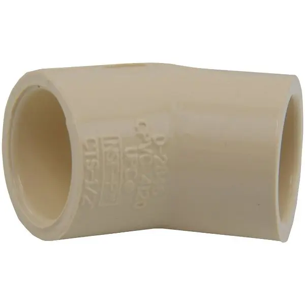 Charlotte Multipurpose Pipe 1/2 Inch Slip x Slip 45 Degrees CPVC Sweep Elbow (1/8 Bend), CTS 02309 0600HA Charlotte Pipe
