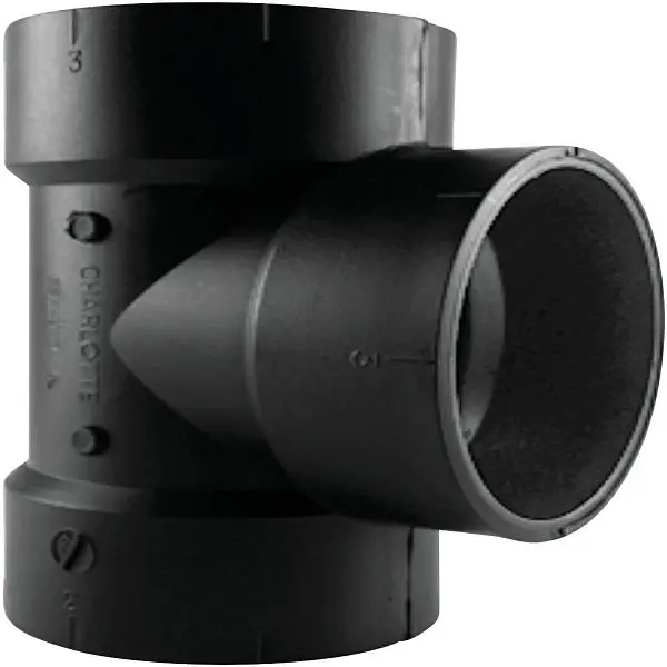 Charlotte Pipe 1-1/2 Inch Hub x Hub x Hub ABS Waste & Vent Barred Tee, ABS 00441 0600HA
