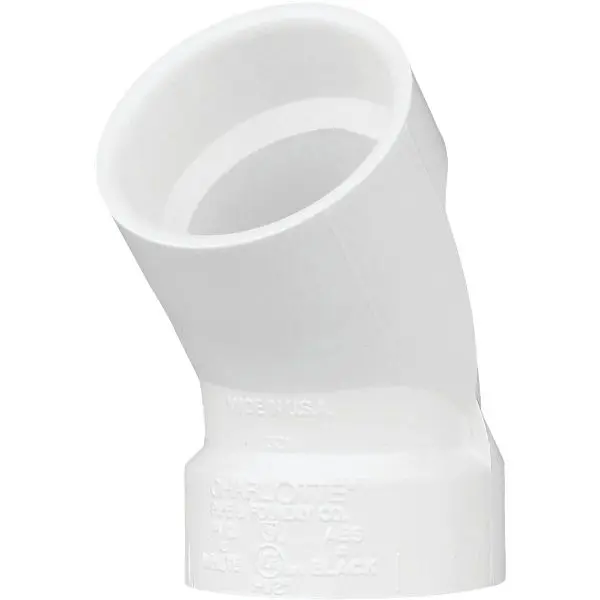 Charlotte Pipe 1-1/2 Inch Schedule 40 45 Degrees Sanitary DWV PVC Elbow (1/8 Bend), PVC 00321 0800HA