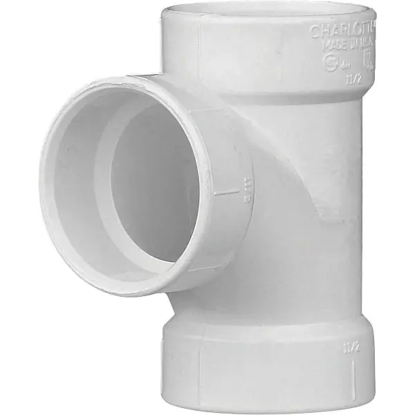 Charlotte Pipe 1-1/2 Inch Schedule 40 Sanitary PVC Scarletucing Tee, PVC 00400 0800HA