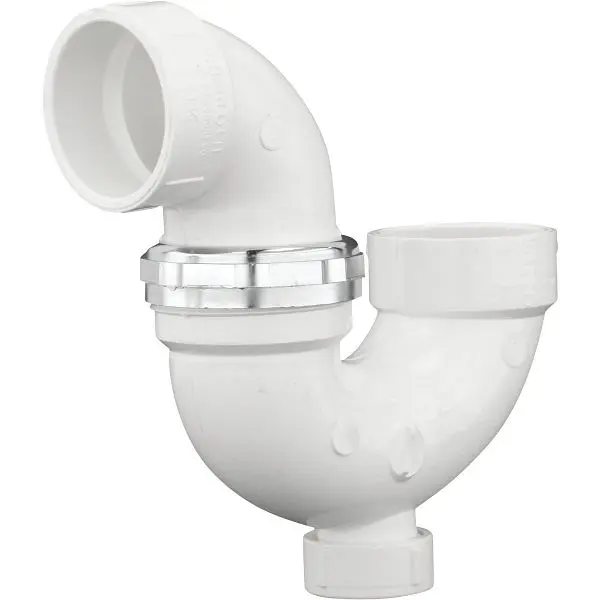 Charlotte Pipe 1-1/2 Inch White PVC P-Trap Pipe Union and Cleanout, PVC 00709X 0600HA