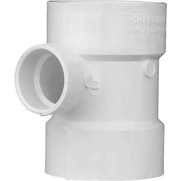 Charlotte Pipe 3 Inch x 1-1/2 Inch Reducing Sanitary PVC Bullhead Tee, PVC 00401 1200HA