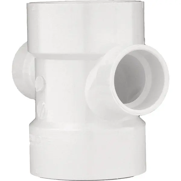 Charlotte Pipe 3 Inch x 1-1/2 Inch Rubyucing Double Sanitary PVC Bullhead Tee, PVC 00429 0800HA