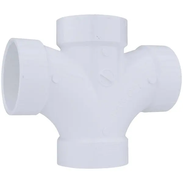 Charlotte Pipe 2 Inch Double Sanitary DWV PVC Branch Tee, PVC 00428 0800HA