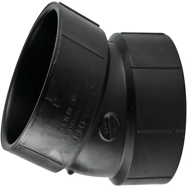 Charlotte Pipe 3 Inch Hub x Hub 22-1/2 Degrees ABS Reducing Elbow (1/16 Bend), ABS 00324 1000HA