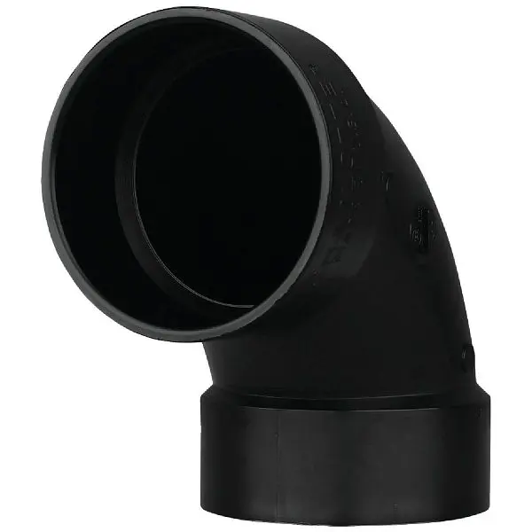 Charlotte Pipe 3 Inch Hub x Hub 90 Degrees Sanitary ABS Pipe Elbow (1/4 Bend), ABS 00300 1000HA