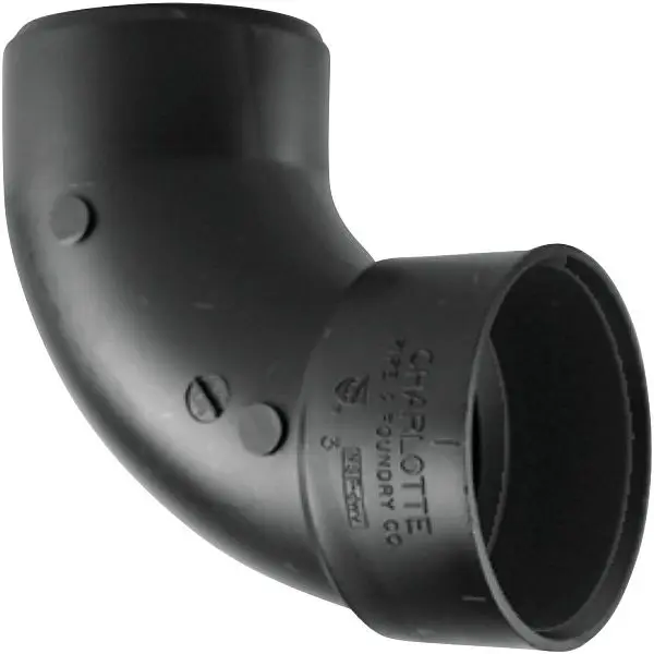Charlotte Pipe 2 Inch Hub x Spigot 90 Degrees Sanitary Street ABS Street Elbow (1/4 Bend), ABS 00302 0800HA