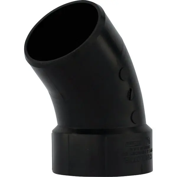 Charlotte Pipe 3 Inch Hub x Spigot 45 Degrees Street ABS Street Elbow (1/8 Bend), ABS 00323 1000HA
