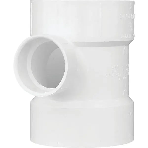 Charlotte Pipe 4 Inch x 2 Inch Reducing Sanitary PVC T-Fitting, PVC 00401 1800HA
