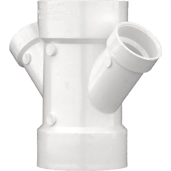Charlotte Pipe 3 Inch x 2 Inch Schedule 40 DWV PVC Reducing Double Wye, PVC 00612 1000HA