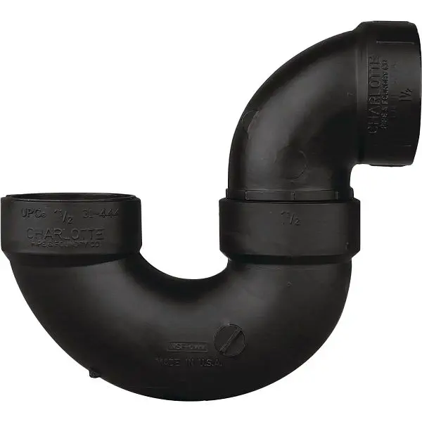 Charlotte Pipe 2 Inch Jet Black ABS P-Trap, ABS 00706X 0800HA
