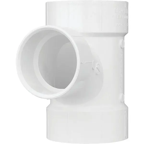 Charlotte Pipe 3 Inch Sch 30 x 2 Inch Sch 40 Reducing Sanitary PVC Tee, PVC 01401 0800HA