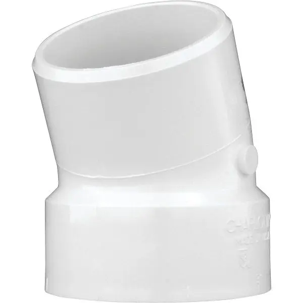 Charlotte Pipe 3 Inch Schedule 40 22-1/2 Degrees DWV PVC Street Pipe Elbow (1/16 Bend), PVC 00326 1000HA