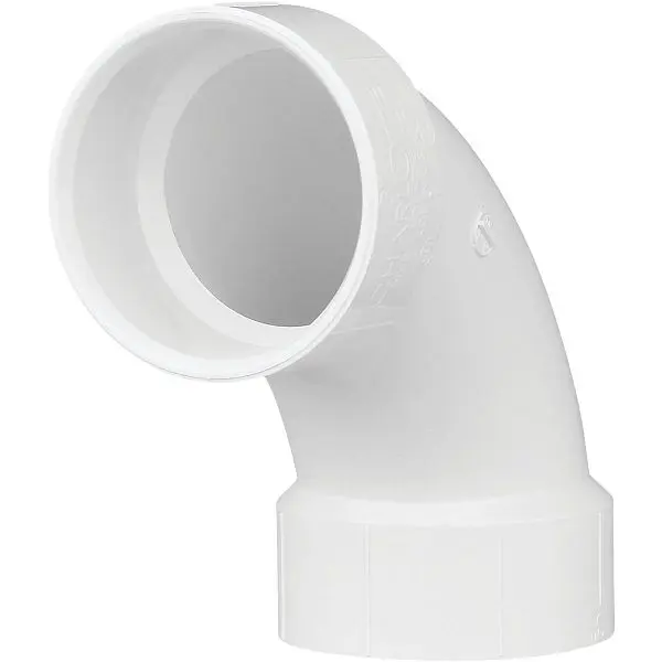 Charlotte Pipe 3 Inch Schedule 40 90 Degrees Long Sweep DWV PVC Elbow (1/4 Bend), PVC 00304 1000HA