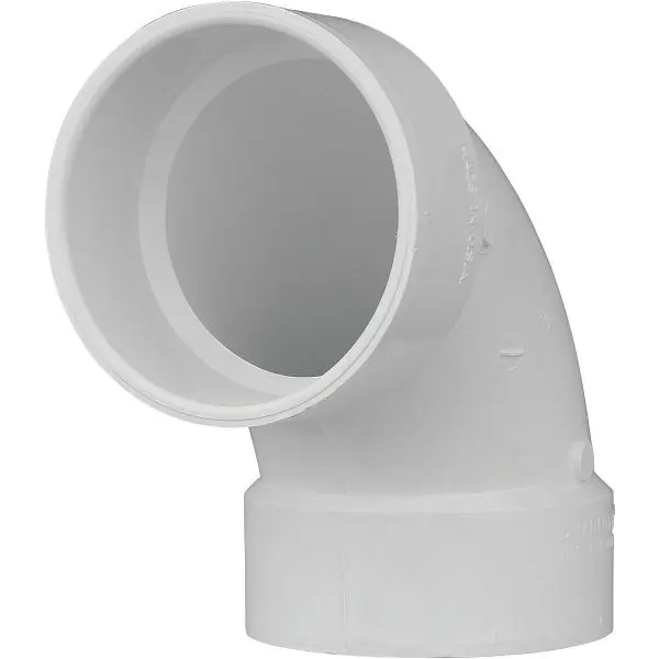 Charlotte Pipe 4 Inch Schedule 40 90 Degrees Sanitary DWV PVC Pipe Elbow (1/4 Bend), PVC 00300 1400HA