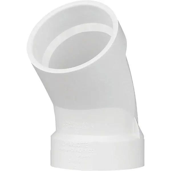 Charlotte Pipe 2 Inch Schedule 40 45 Degrees Sanitary DWV PVC Socket Weld Elbow (1/8 Bend), PVC 00321 1000HA