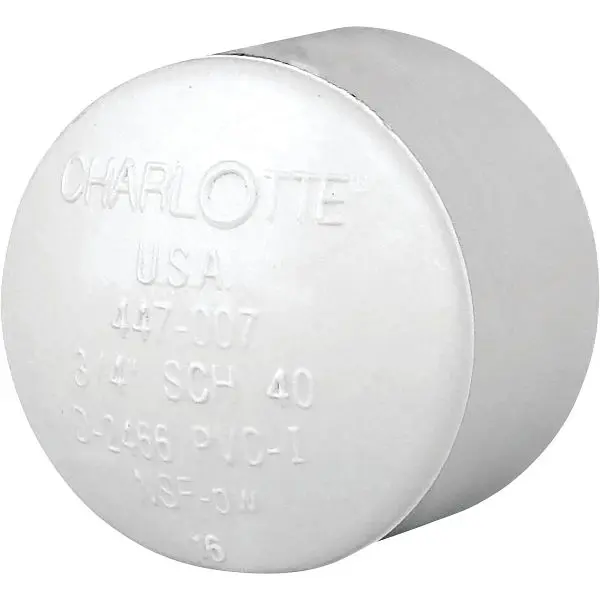 Charlotte Pipe 3/4 Inch Schedule 40 Pressure Slip PVC Cap, PVC 02116 0800HA