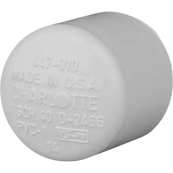 Charlotte Pipe 1 Inch Schedule 40 Pressure Slip PVC Dome Cap, PVC 02116 1000HA