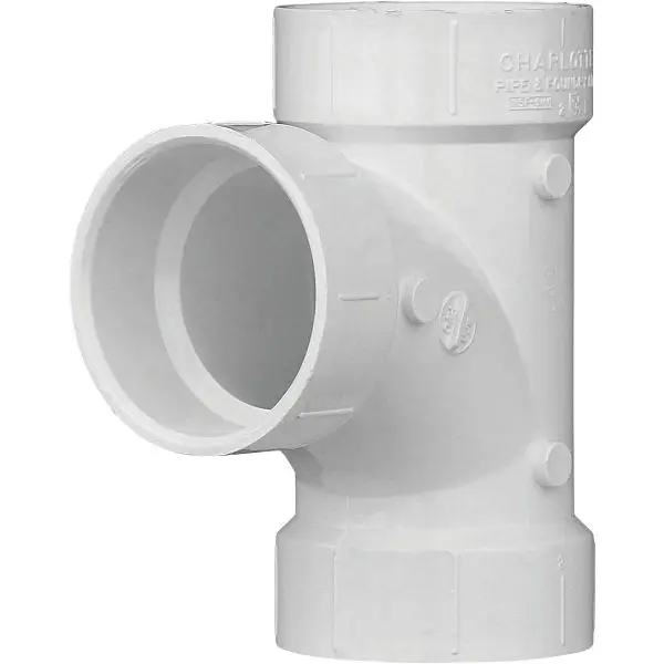 Charlotte Pipe 2 Inch Schedule 40 Sanitary PVC Tee, PVC 00400 1000HA