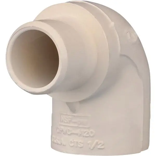 Charlotte Pipe 1/2 Inch Slip x Slip 90 Degrees CPVC Street Elbow (1/4 Bend), CTS 02304 0600HA
