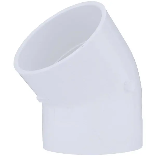 Charlotte Pipe 4 Inch Slip x Slip Schedule 40 45 Degrees PVC Elbow (1/8 Bend), PVC 02309 2000HA