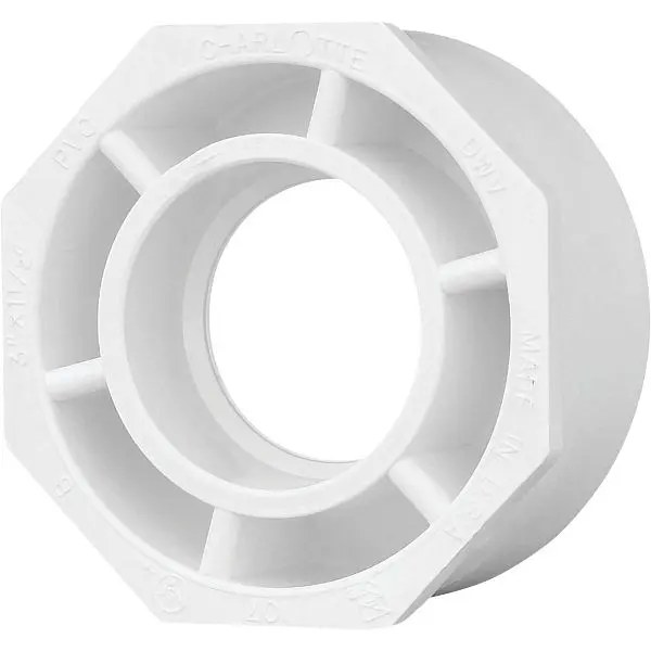 Charlotte Pipe 3 Inch SPG x 1-1/2 Inch Hub Schedule 40 DWV Reducing PVC Bushing, PVC 00107 1200HA