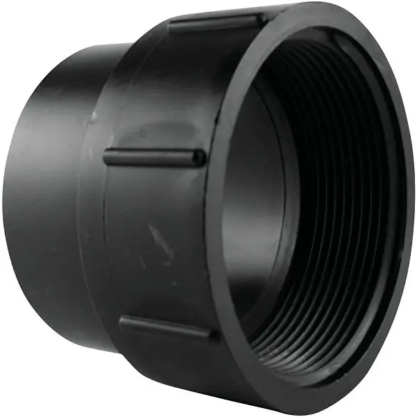 Charlotte Pipe 4 Inch Spigot x FIP Fitting ABS Cleanout, ABS 00105 1200HA