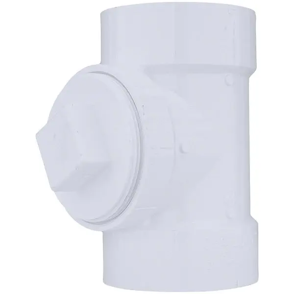 Charlotte Pipe 4 Inch Test PVC Equal Tee Toe Saver Threaded Plug, PVC 00444X 1200HA