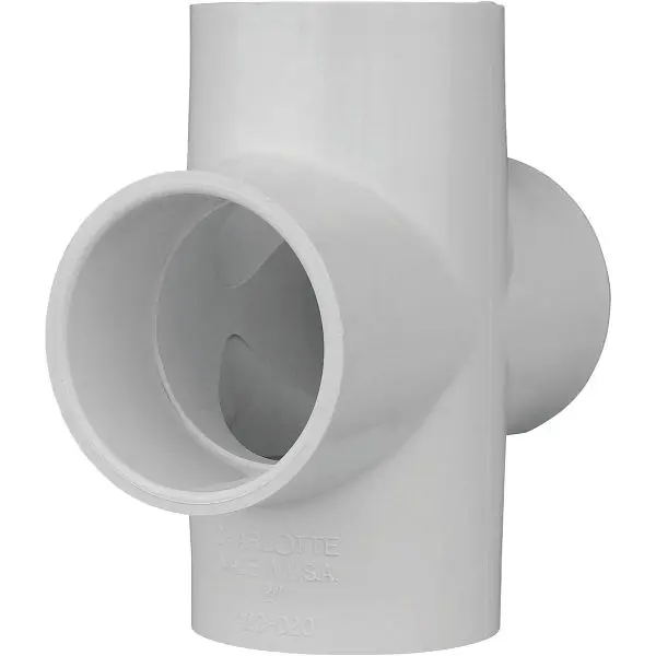 Charlotte Pipe Schedule 40 2 Inch PVC Pipe Cross, PVC 02410 1400HA