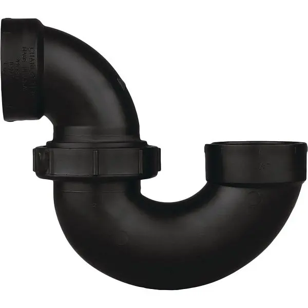 Charlotte Precision Pipe 2 Inch Black ABS P-Trap Union, ABS 00708P 0800HA Charlotte Pipe