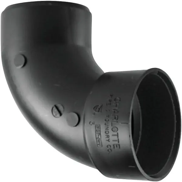Charlotte Precision-Engineered Pipe 4 Inch Hub x Spigot 90 Degrees Sanitary Street ABS Threaded Elbow (1/4 Bend), ABS 0030...