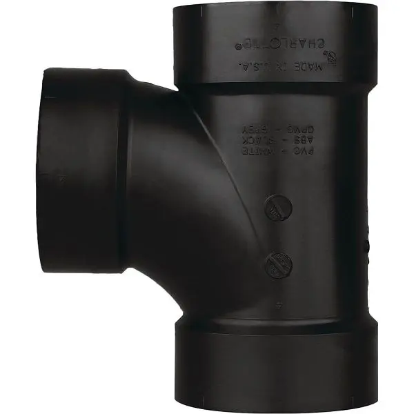 Charlotte Pro-Series Pipe 2 Inch Hub x Hub x Hub Sanitary ABS Waste & Vent Equal Tee, ABS 00400 0800HA Charlotte Pipe
