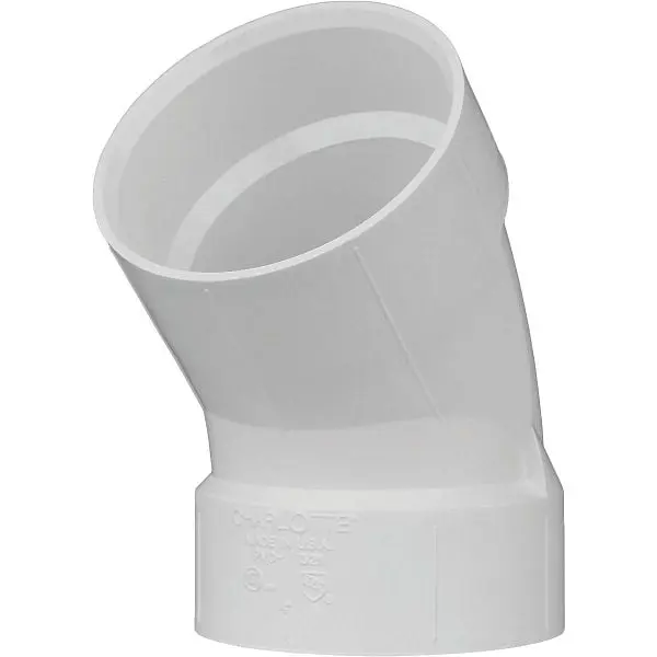 Charlotte Quick-Connect Pipe 3 Inch Schedule 30 45 Degrees DWV PVC Elbow (1/8 Bend), PVC 01321 0600HA Charlotte Pipe