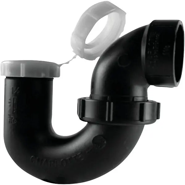 Charlotte Top-Tier Pipe 1-1/4 Inch, 1-1/2 Inch Black ABS P-Trap, ABS 00711P 0600HA Charlotte Pipe