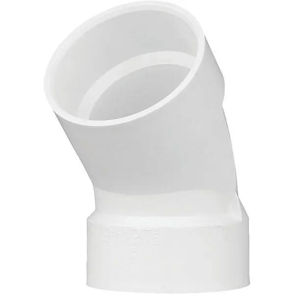Charlotte Versatile Pipe 3 Inch Schedule 40 45 Degrees Short Radius DWV PVC Elbow (1/8 Bend), PVC 00321 1200HA Charlotte Pipe