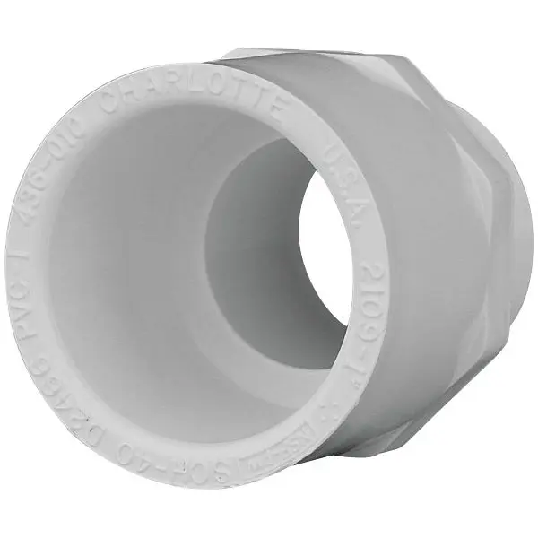 Charlotte Weather-Resistant Pipe Reducing Schedule 40 1 Inch S x 1 Inch M.I.P. PVC Modifyer, PVC 02109 1000HA Charlotte Pipe