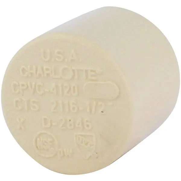 Charlotte Wide Pipe 1/2 Inch Slip Solvent Weld CPVC End Cap, CTS 02116 0600HA Charlotte Pipe