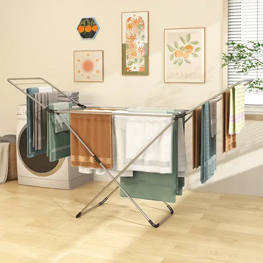 Costway Folding Clothes Drying Rack Adjustable Wings Indoor and Outdoor Use, JZ10255