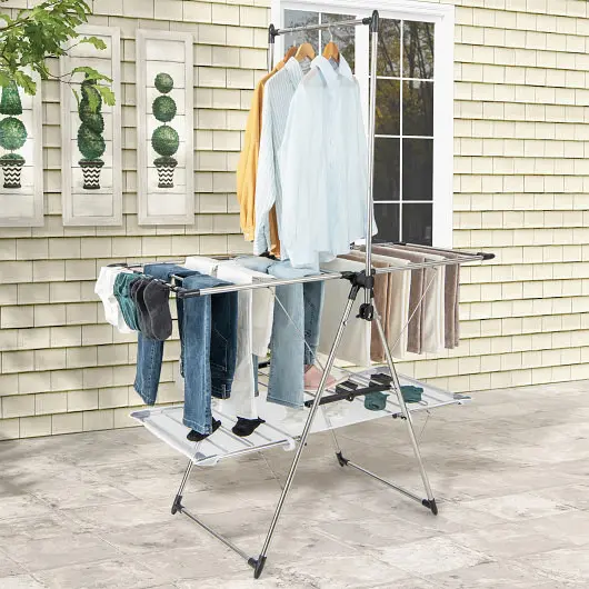 Costway Large Foldable Clothes Drying Rack Tall Hanging Bar, JZ10243