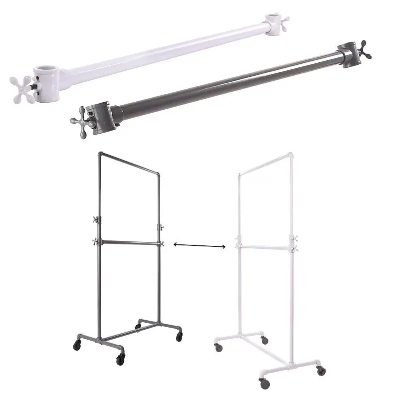 Econoco Pipeline Add-On Hangbar Ballet Racks, Gloss Bright White, PSAOHWH