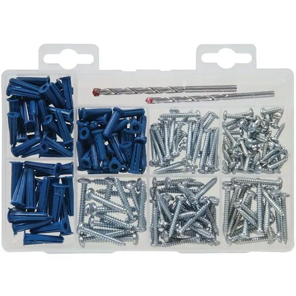 HILLMAN Fastener Center Drive Screw and Wedge Anchor Fastener Assortment Kit, 213 pieces, 130252