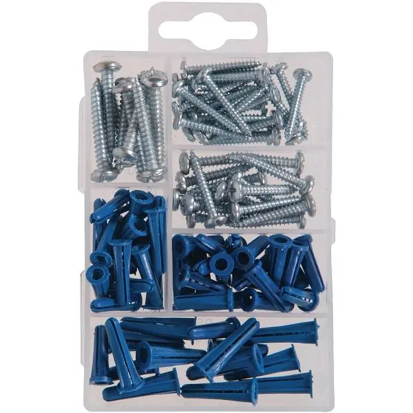 HILLMAN Fastener Center Screw and Anchor Fastener Assortment Kit, 100 pieces, 130201
