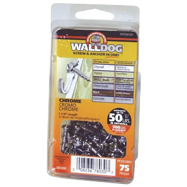 HILLMAN Narrow Borefast 1-1/2 Inch White Anchor & Screw One, 75 pieces, 377632