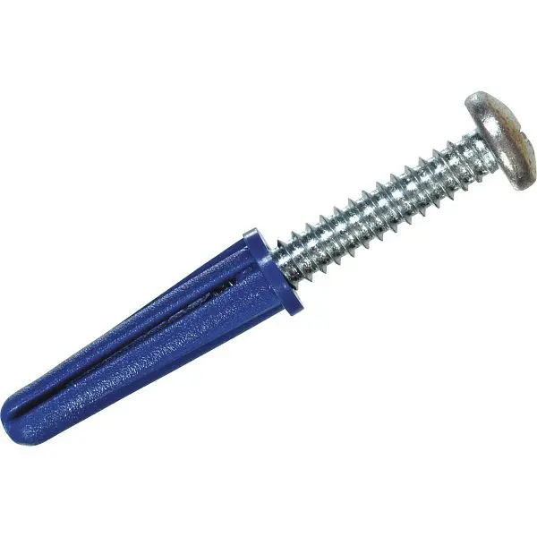 HILLMAN Next-Generation #6 - #8 Thread x 3/4 Inch Blue Conical Plastic Masonry Anchor, 6 pieces, 5061