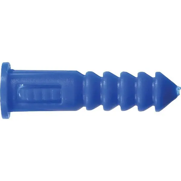 HILLMAN Regular #8 - #10 - #12 Thread x 1-1/4 Inch Blue Ribbed Plastic Anchor, 100 pieces, 370329