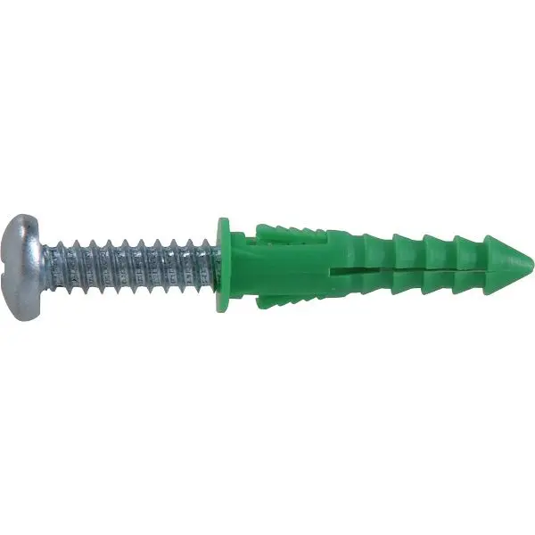 HILLMAN #12 - #14 - #16 Thread x 1-1/2 Inch Green Ribbed Plastic Molly Bolt, 4 pieces, 5109
