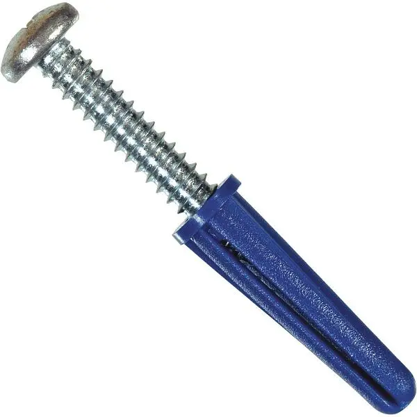 HILLMAN #8 - #10 Thread x 7/8 Inch Blue Conical Plastic Anchor, 6 pieces, 5063