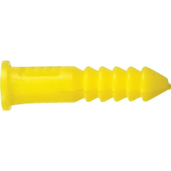 HILLMAN #4 - #6 - #8 Thread x 7/8 Inch Yellow Ribbed Plastic Drop- Anchor, 100 pieces, 370326